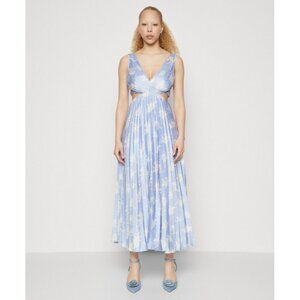 Abercrombie‎ & Fitch Giselle Pleated Cutout Maxi Dress V Neck Blue Size XXL Tall